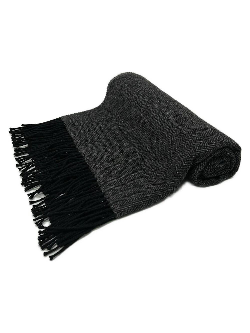 Hermes Gray Black Cashmere Scarf #363088H53B